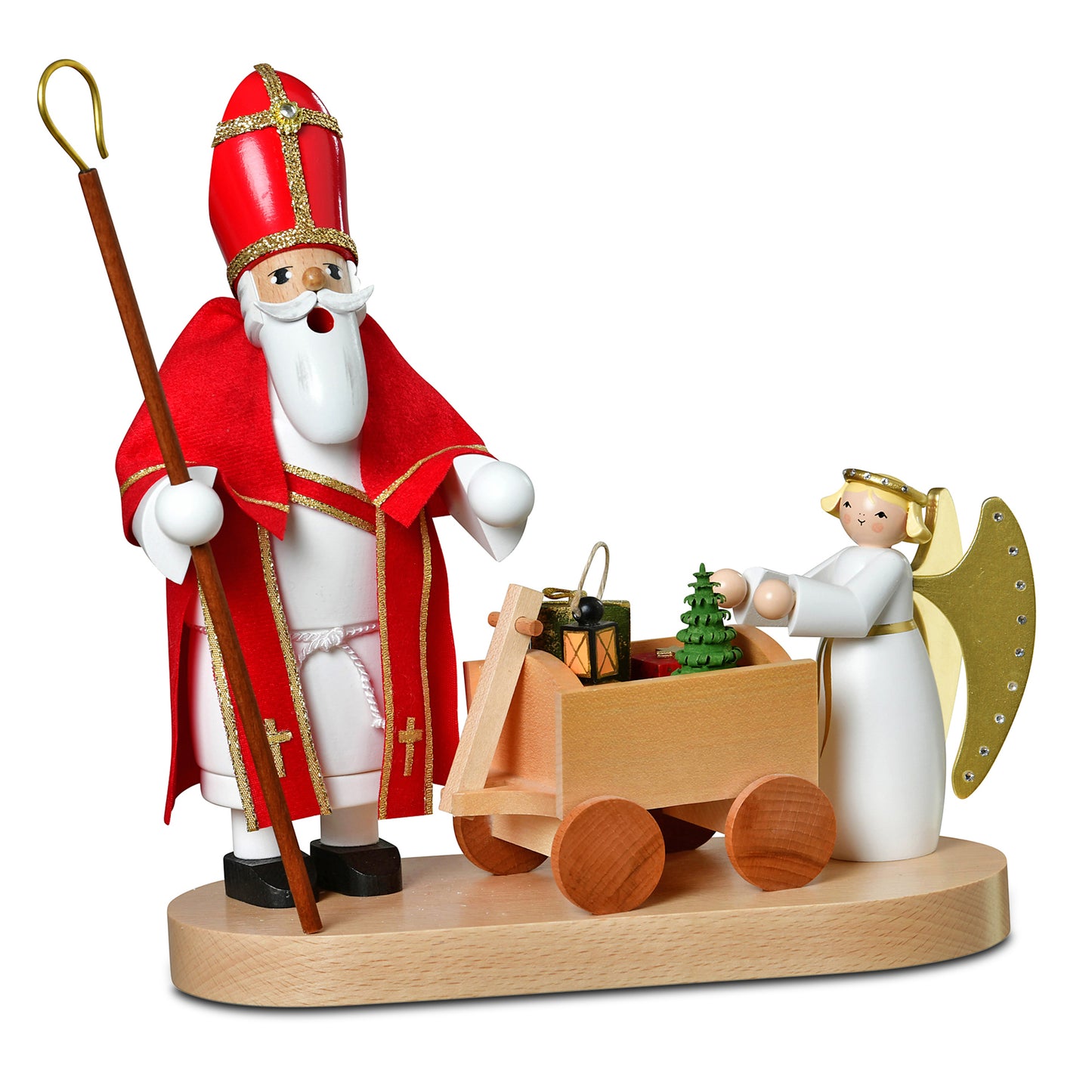 Räuchermann Heiliger St. Nikolaus mit Christkind, 24 cm