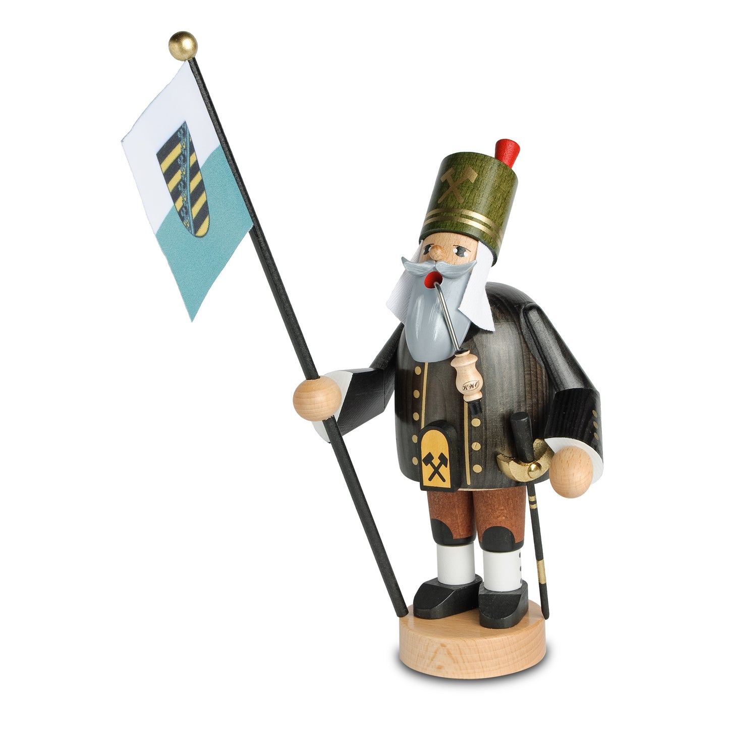 Räuchermann Bergmann mit Fahne, 24 cm