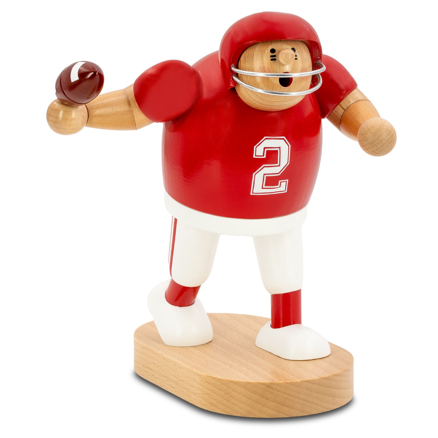 Räuchermann Footballspieler rot, 20 cm