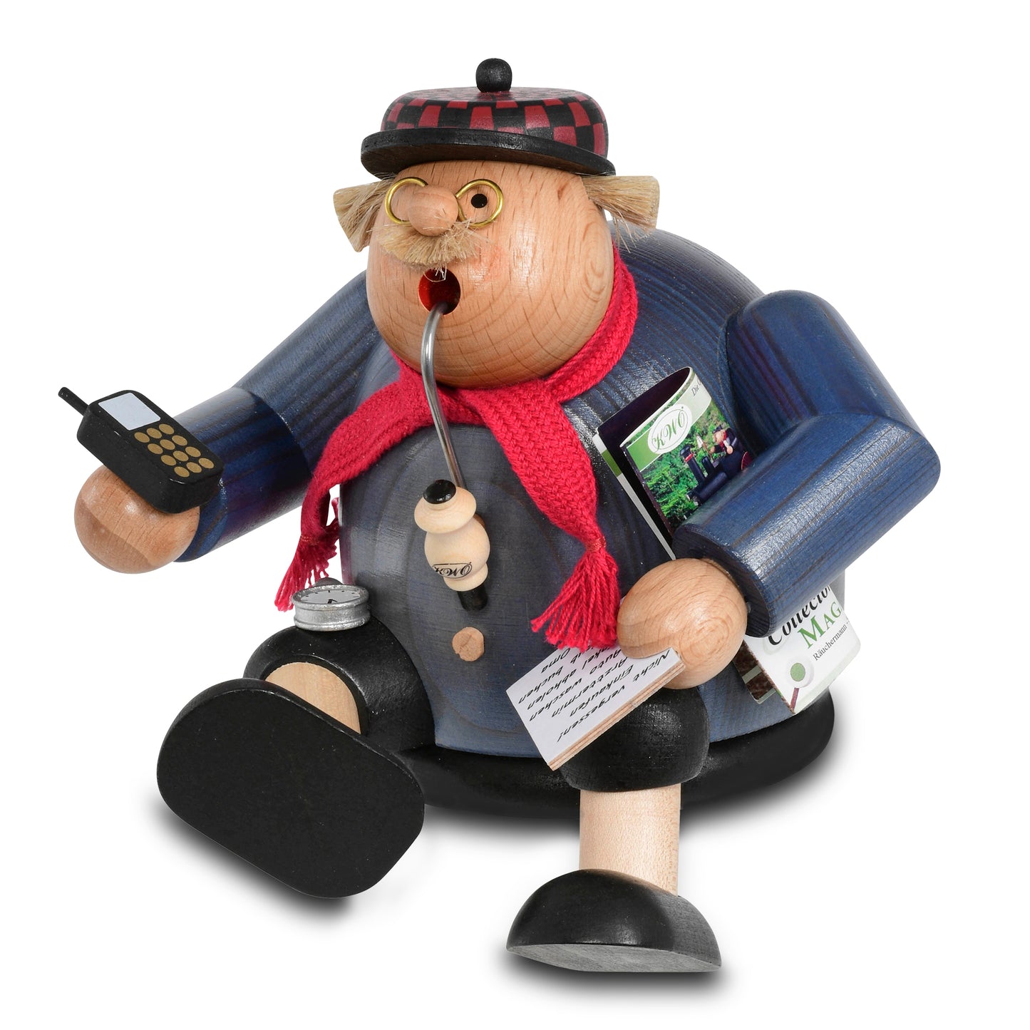 Räuchermann Kantenhocker - Rentner* passend für Eisenbahnwagen, 15 cm