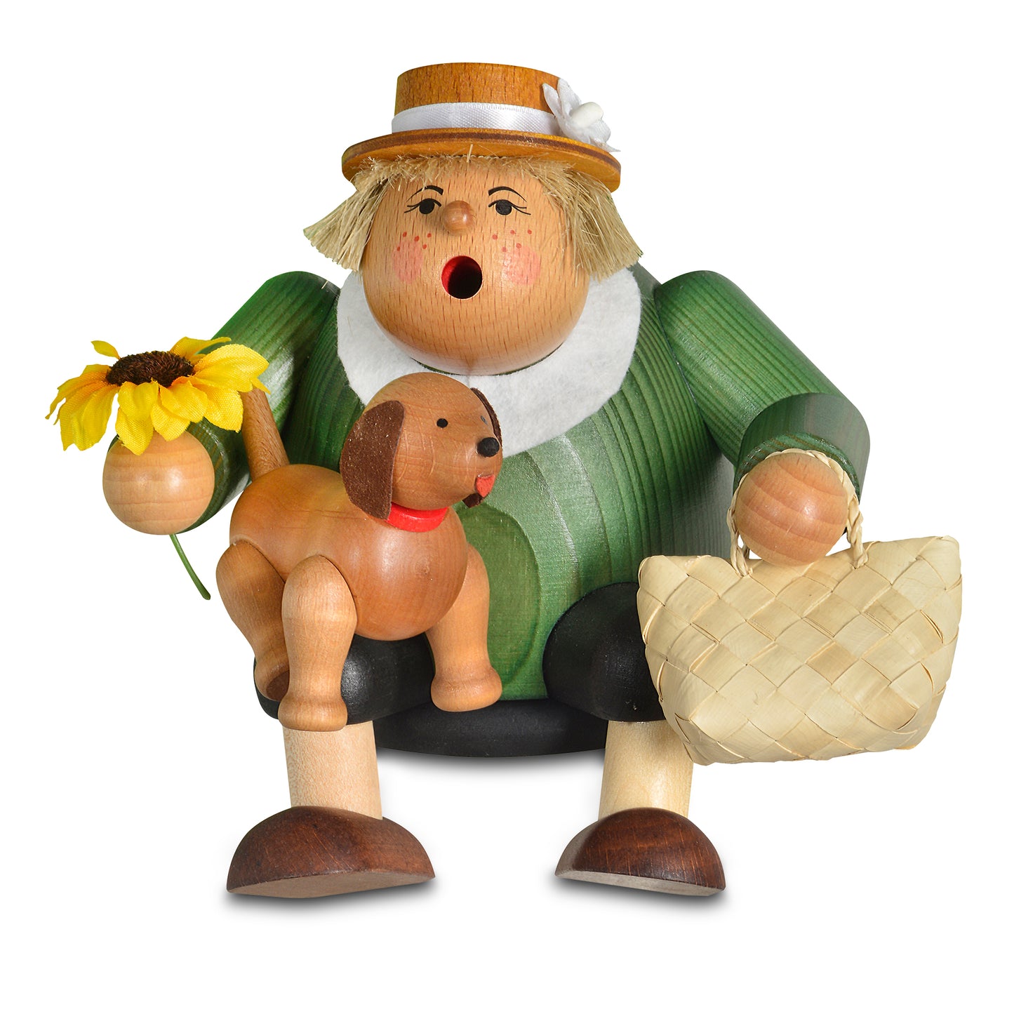 Räuchermann Kantenhocker - Hundefreundin* passend für Eisenbahnwagen, 15 cm