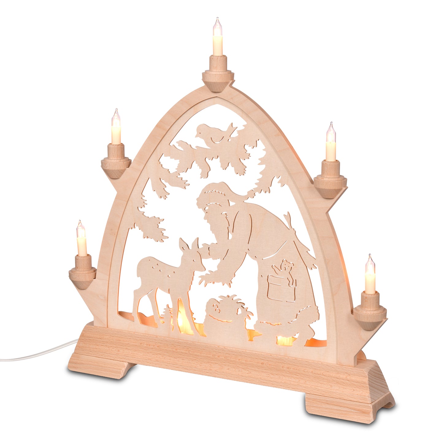 Schwibbogen - Gotischer Bogen "Weihnachtsmann mit Reh"