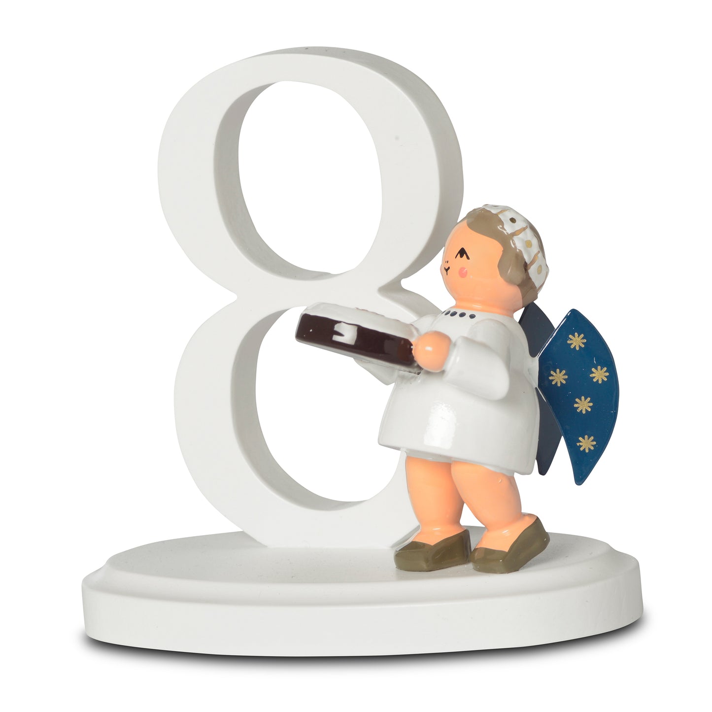 Zahl "8" mit Engel, 7 cm