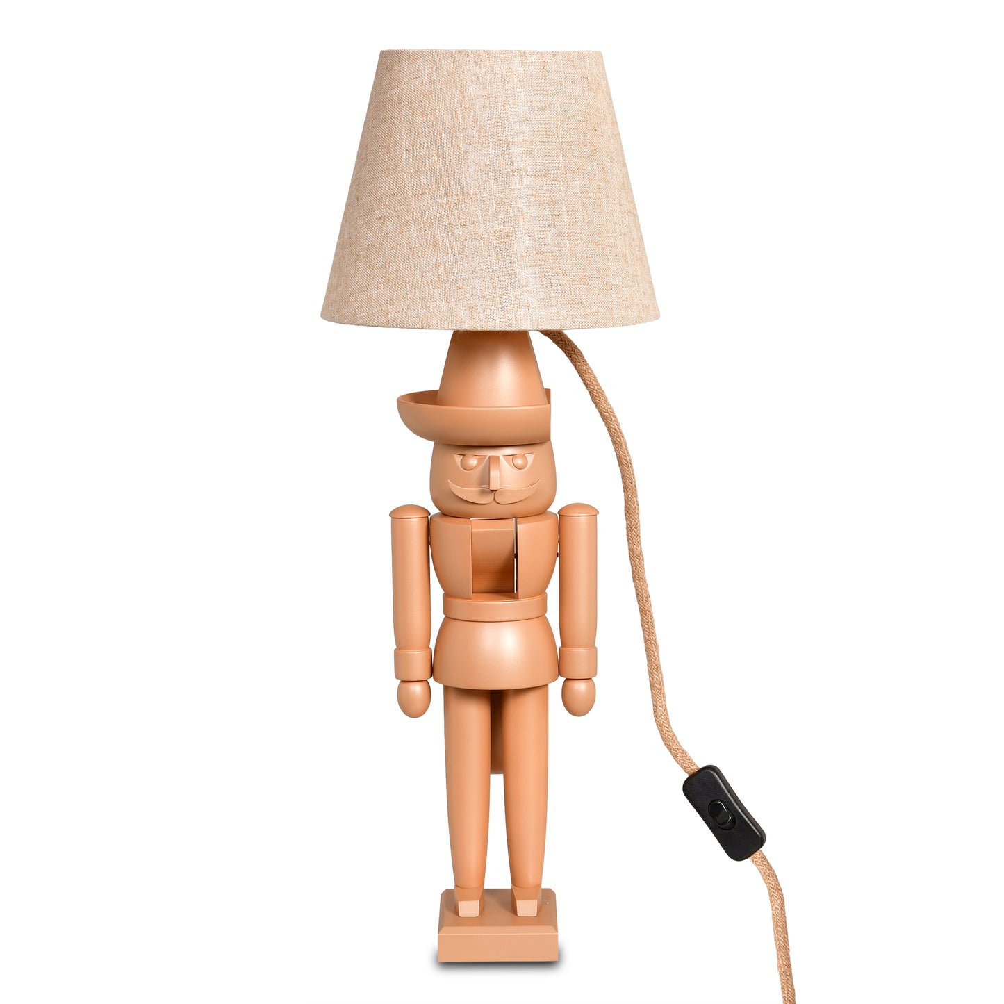 Nussknacker Tischlampe "Ocker & Naturleinen", 54 cm - aus dem Erzgebirge von KWO