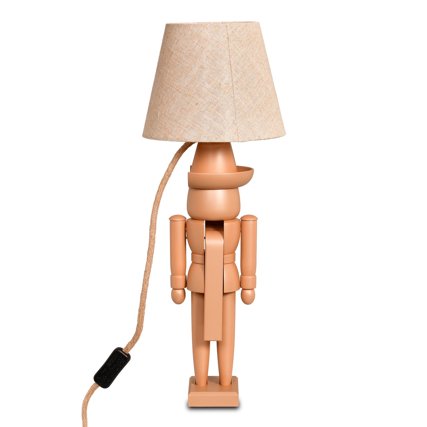 Nussknacker Tischlampe "Ocker & Naturleinen", 54 cm - aus dem Erzgebirge von KWO