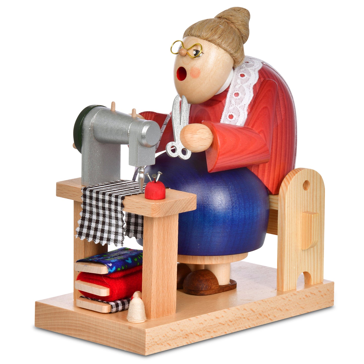 Räuchermann Schneiderin, sitzend, 18 cm