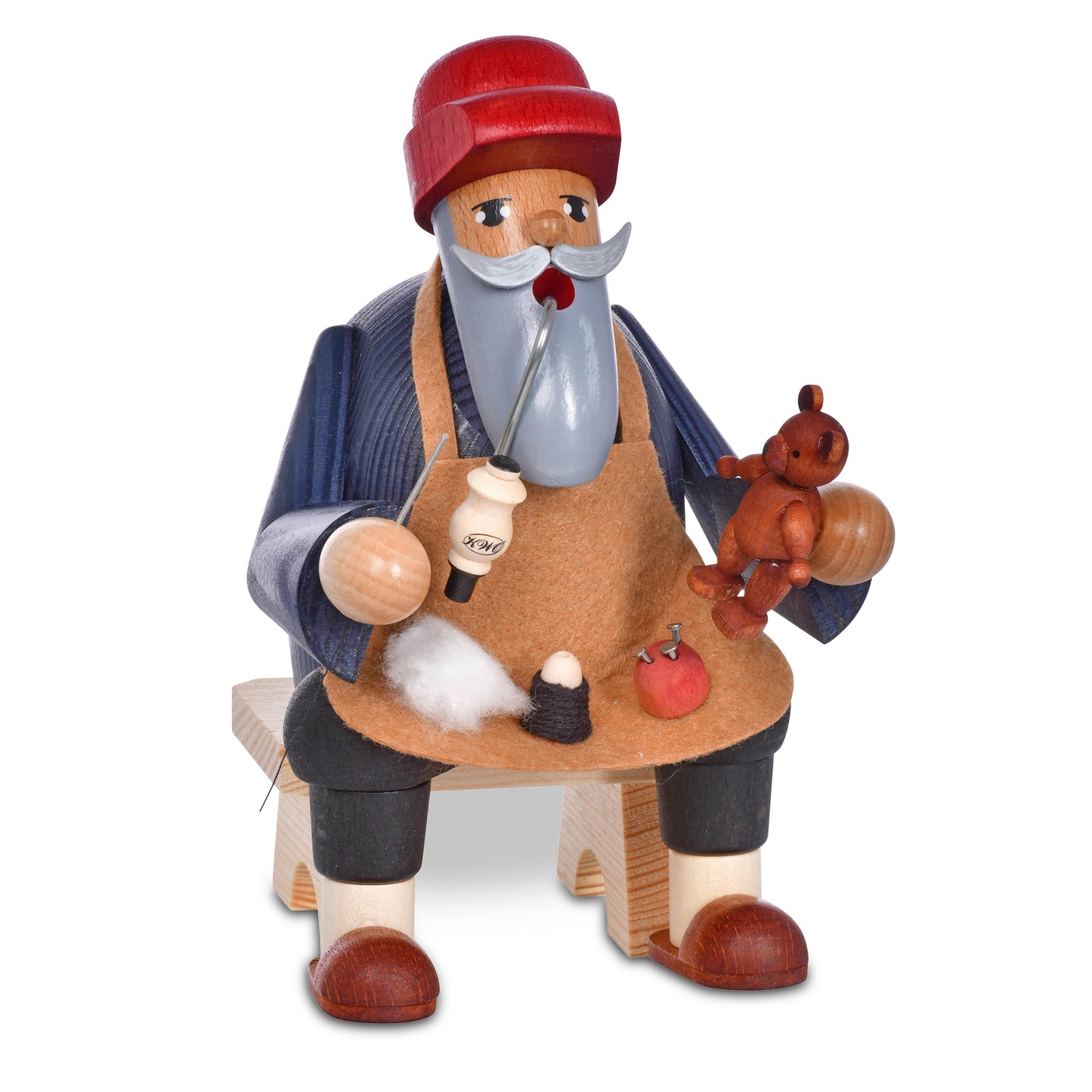 Räuchermann Teddymacher, sitzend, 15 cm
