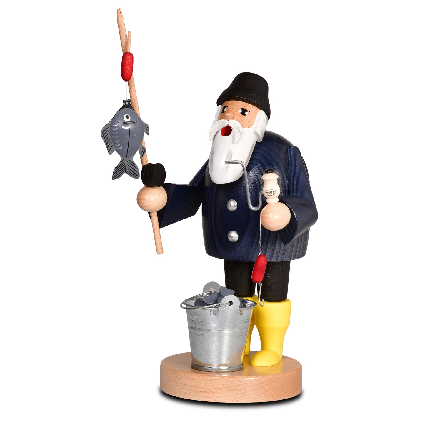 Räuchermann Angler, 19 cm - aus dem Erzgebirge von KWO