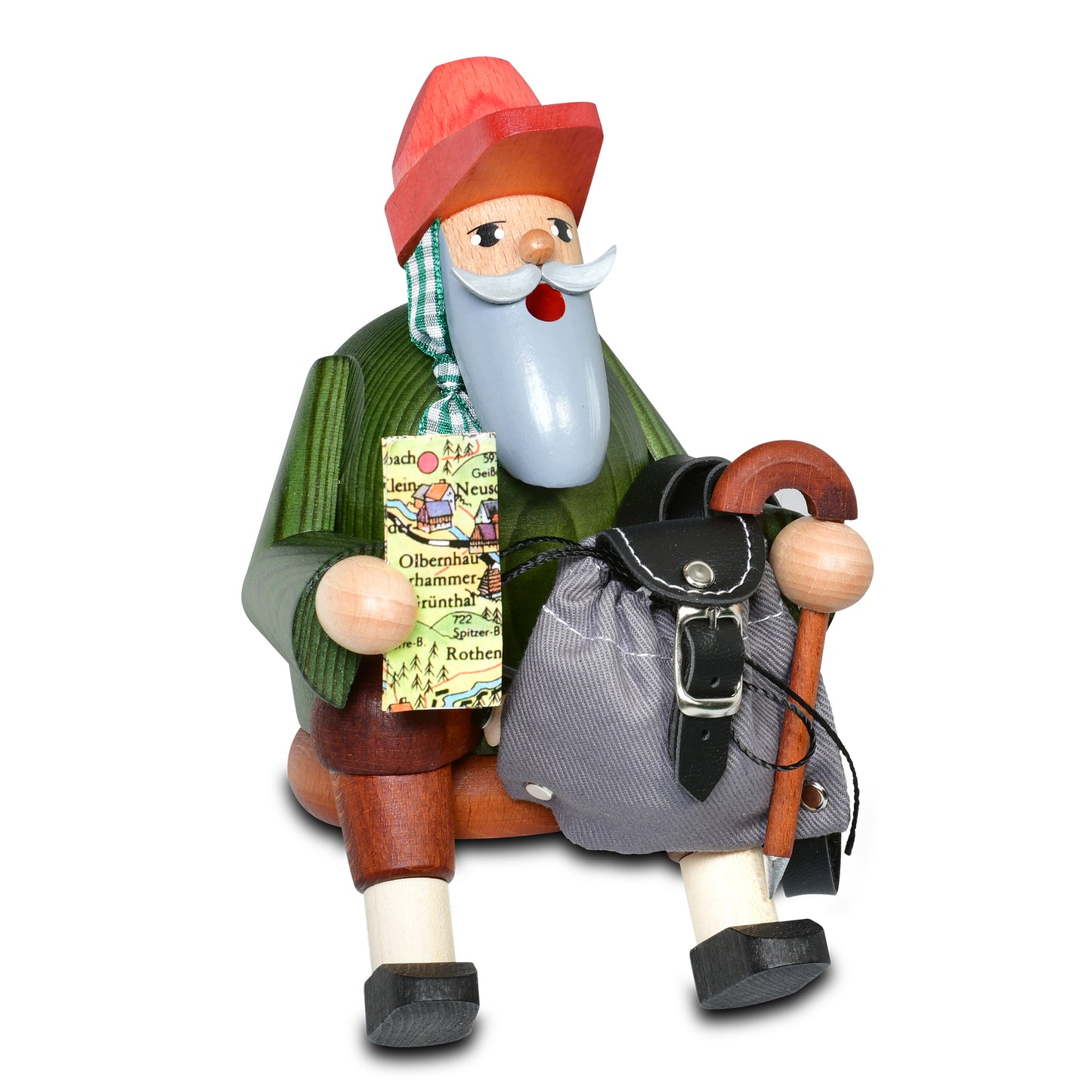 Räuchermann Kantenhocker - Olbernhauer Wandersmann, 15 cm - aus dem Erzgebirge von KWO