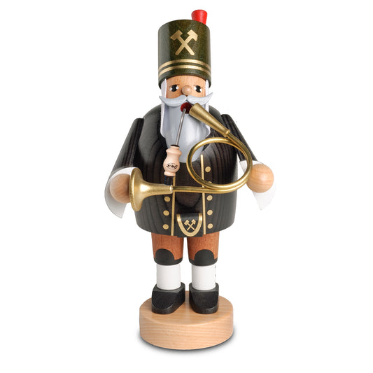 Räuchermann Bergmann mit Horn, 20 cm - aus dem Erzgebirge von KWO