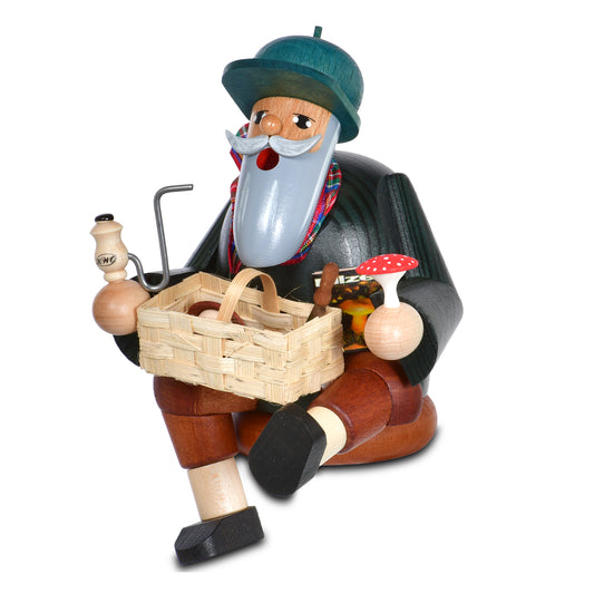 Räuchermann Kantenhocker Pilzsucher, 14 cm - aus dem Erzgebirge von KWO
