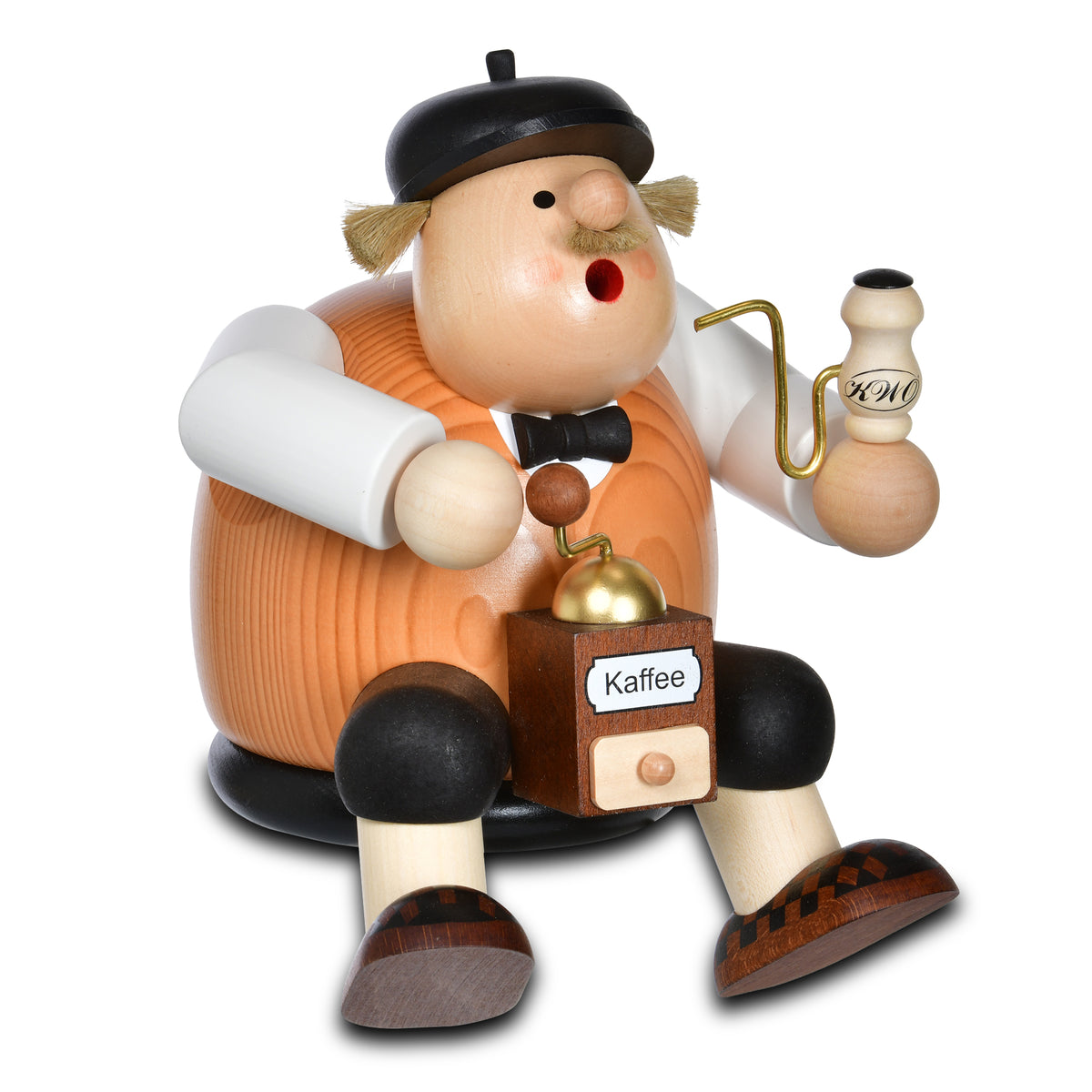 Räuchermann Kantenhocker - Kaffeesachse, groß, 24 cm von KWO, Serie Die Dicken, Art. 21204, Ansicht 2