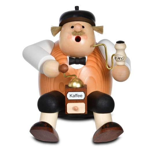 Räuchermann Kantenhocker - Kaffeesachse, groß, 24 cm von KWO, Serie Die Dicken, Art. 21204