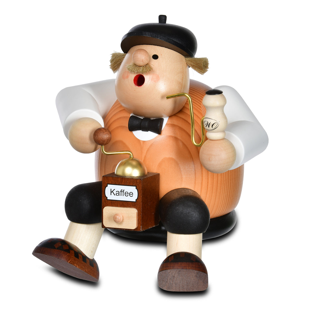 Räuchermann Kantenhocker - Kaffeesachse, groß, 24 cm von KWO, Serie Die Dicken, Art. 21204, Ansicht 3