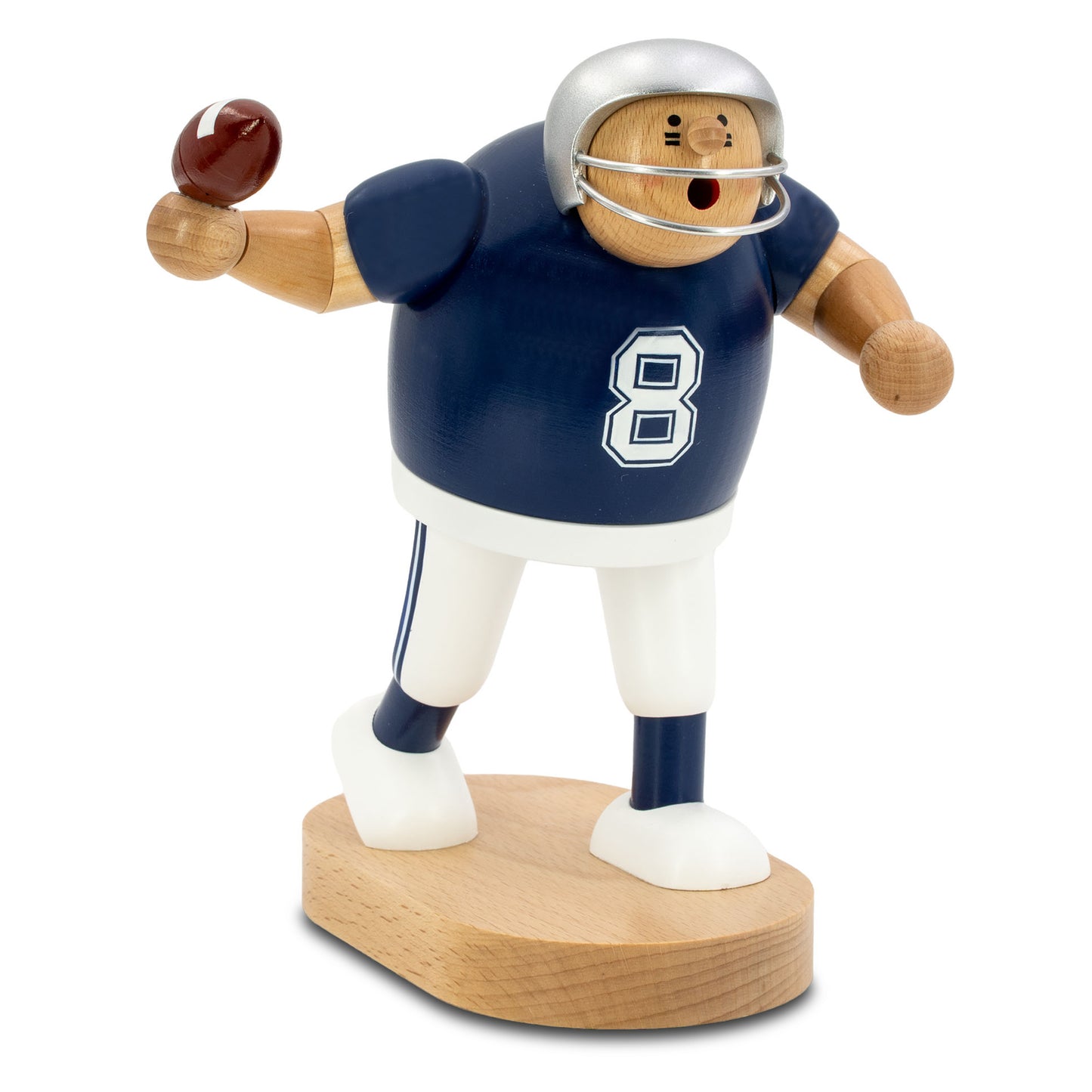 Räuchermann Footballspieler blau, 20 cm