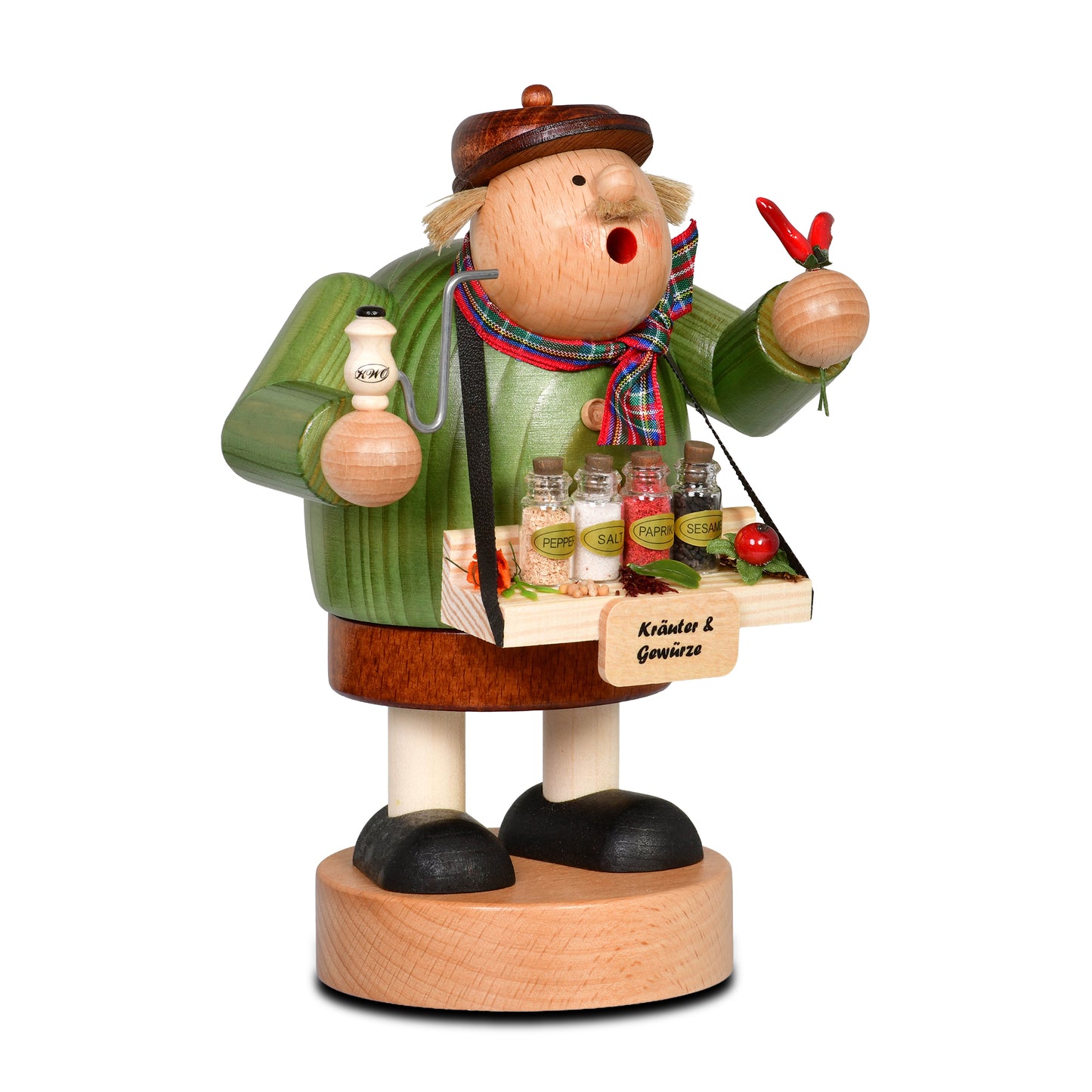 Räuchermann Gewürzhändler, 18 cm - aus dem Erzgebirge von KWO