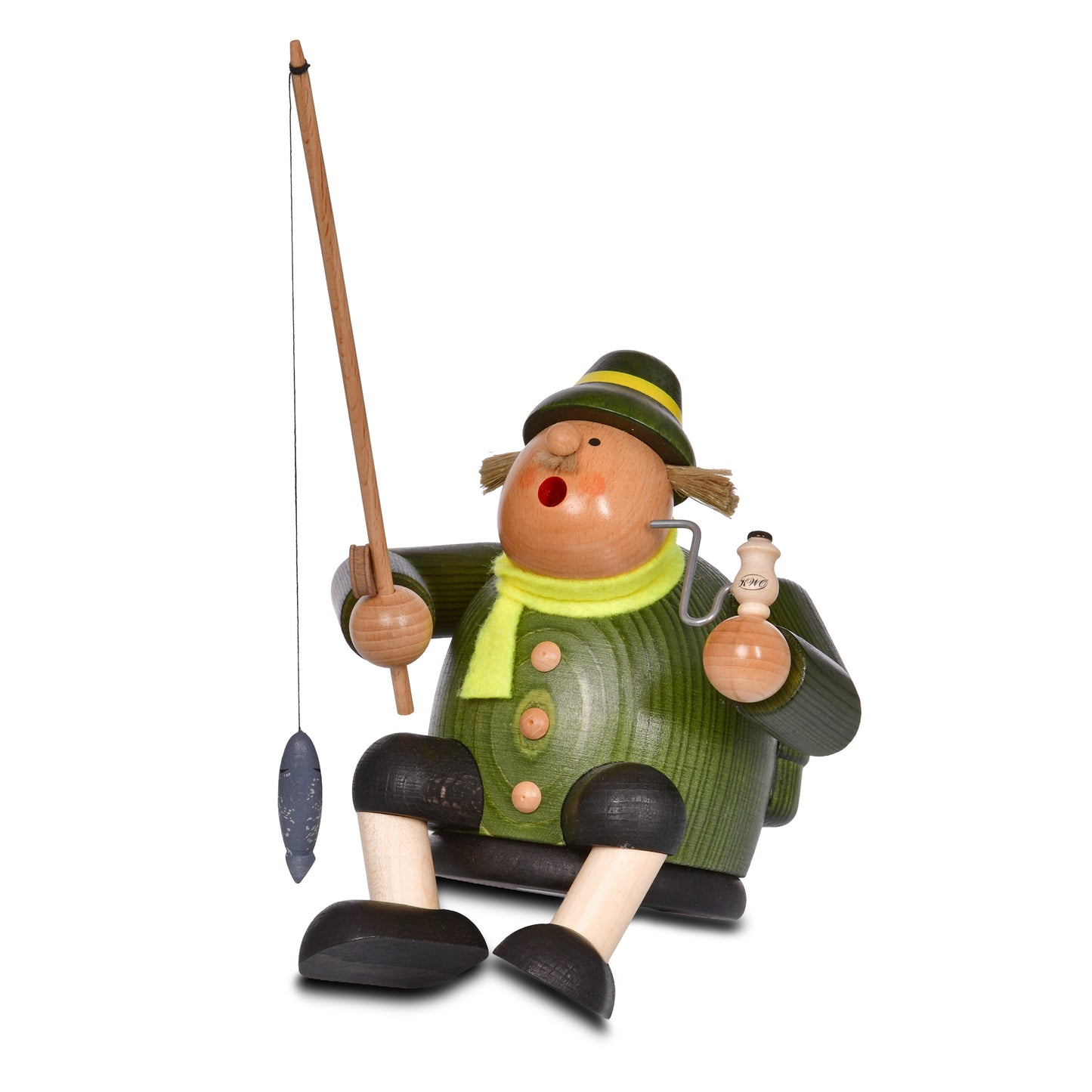 Räuchermann Kantenhocker - Angler* passend für Eisenbahnwagen, 22 cm