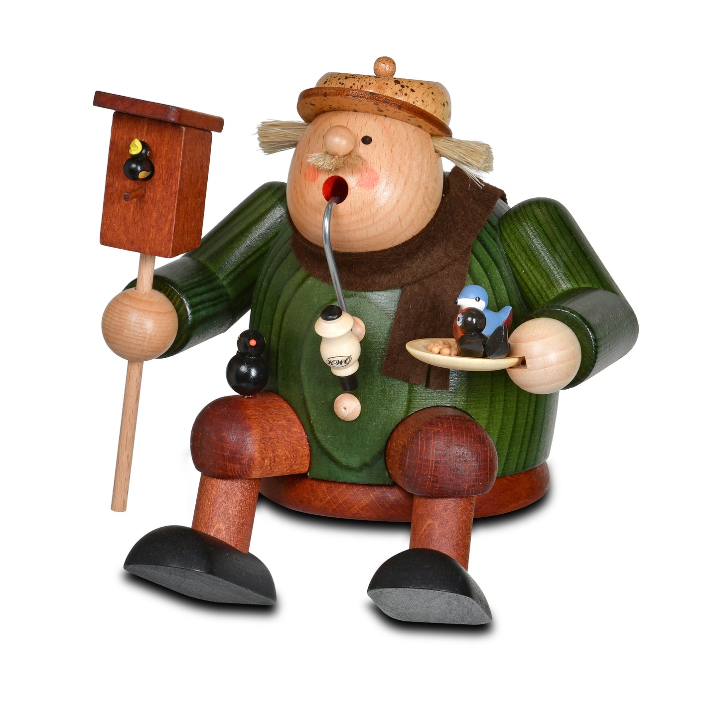 Räuchermann Kantenhocker - Vogelfreund, 14 cm - aus dem Erzgebirge von KWO