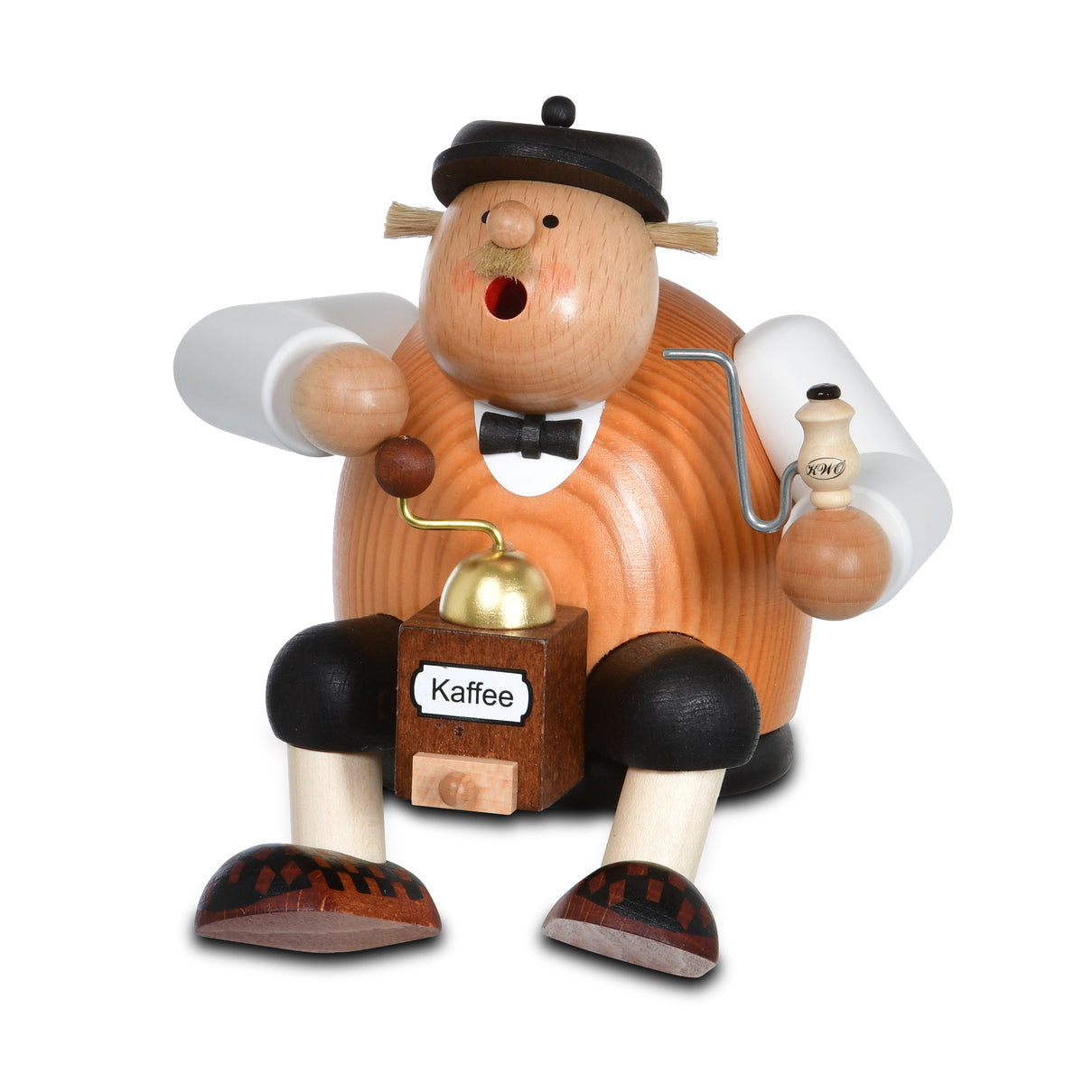 Räuchermann Kantenhocker - Kaffeesachse passend für Eisenbahnwagen, 15 cm von KWO, Serie Die Dicken, Art. 21591, Ansicht 3