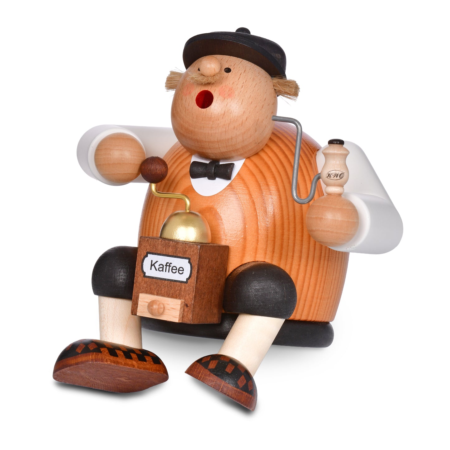 Räuchermann Kantenhocker - Kaffeesachse* passend für Eisenbahnwagen, 15 cm