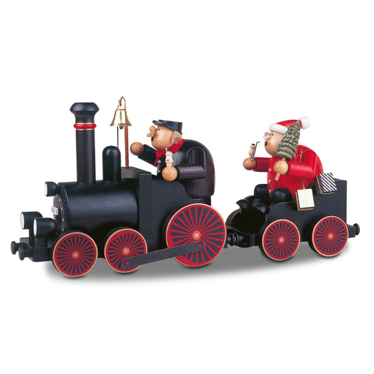 Räuchermann Lokführer+ Lok mit Wagen und Weihnachtsmann, 24 cm
