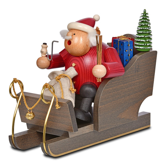 Räuchermann Weihnachtsmann mit Schlitten, 18 cm