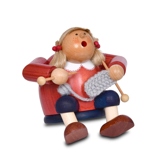 Räuchermann Kantenhocker - Strickliesel, 13 cm