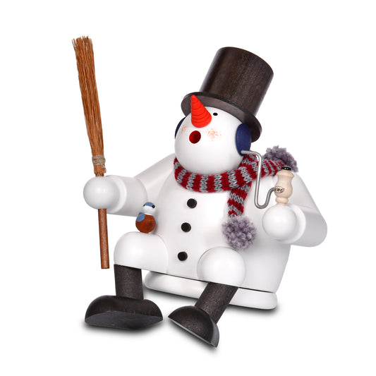 Räuchermann Kantenhocker - Schneemann* passend für Eisenbahnwagen, 16 cm