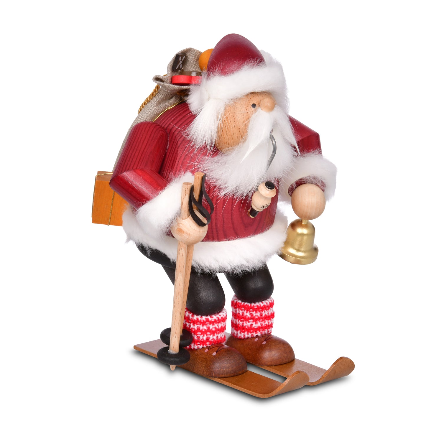 Räuchermann Weihnachtsmann auf Skiern, 20 cm
