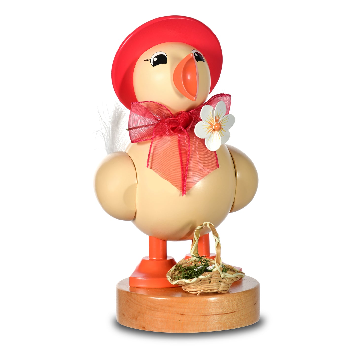 Frühlingsküken mit Hut rot, 21 cm