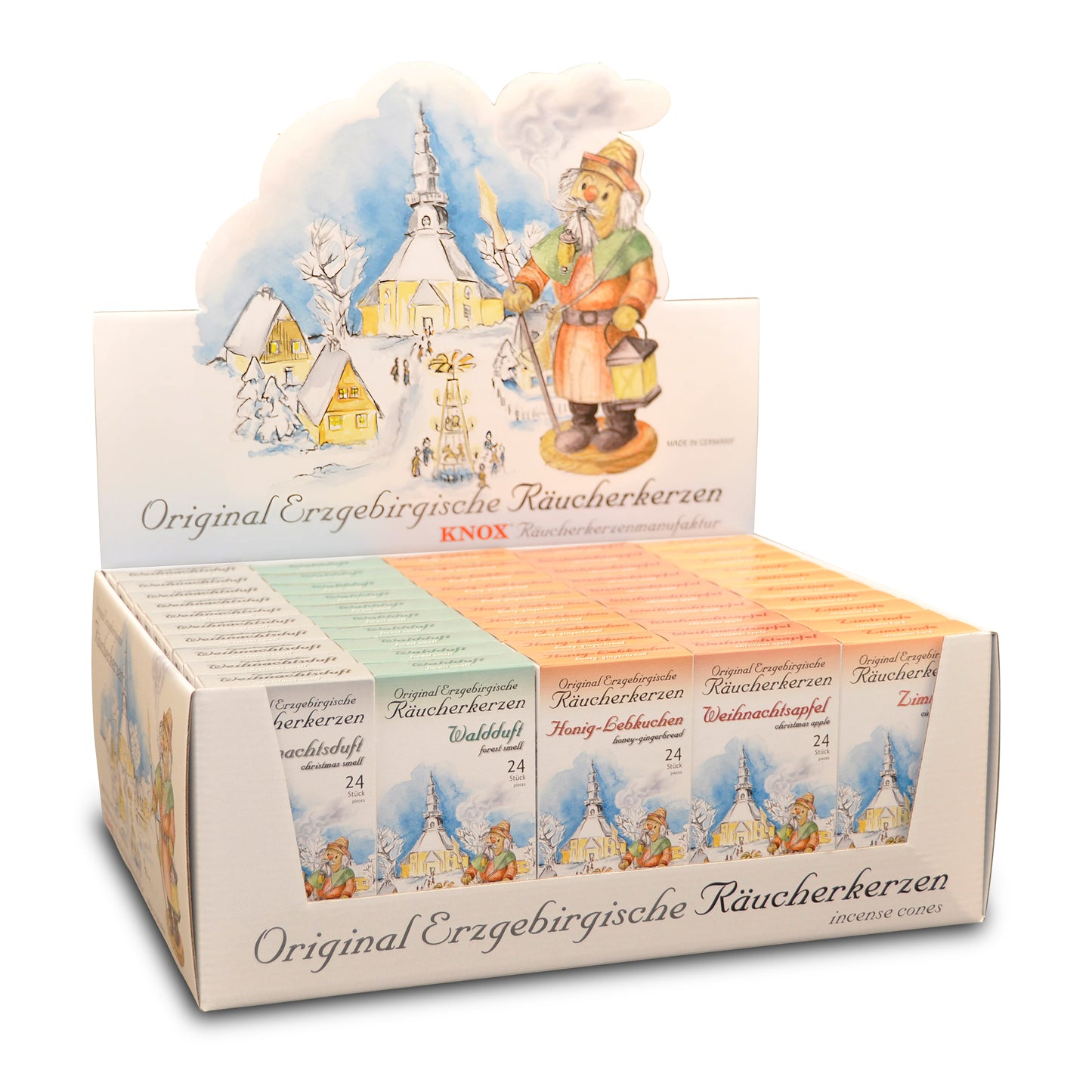 Räucherkerzen Original Erzgebirge Knox; Verkaufsdisplay