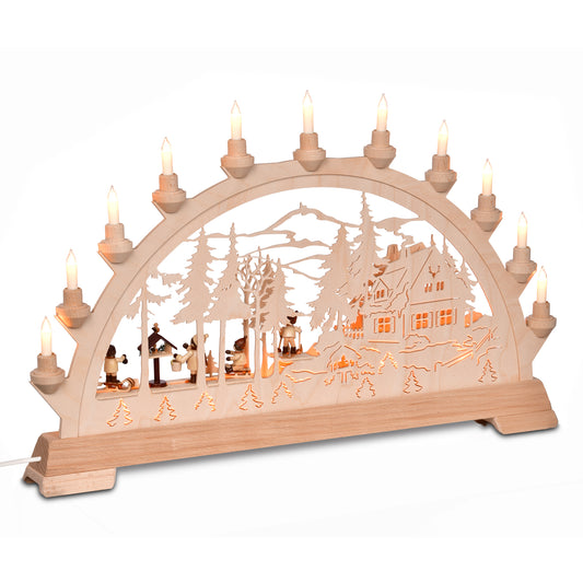 Schwibbogen - Vogelfütterung mit Figuren