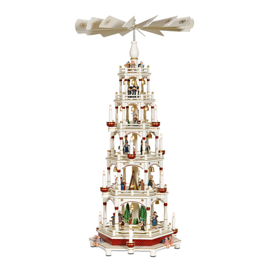 Pyramide 5-stufig, bordeux-weiß