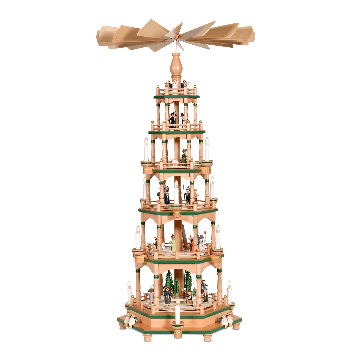 Pyramide fünfstufig, natur mit grün