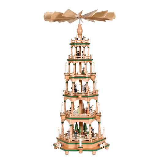 Pyramide fünfstufig, natur mit grün