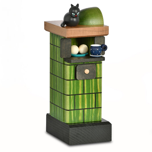 Kachelofen grün - rauchend, 20 cm