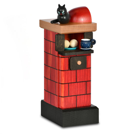 Kachelofen rot - rauchend, 20 cm