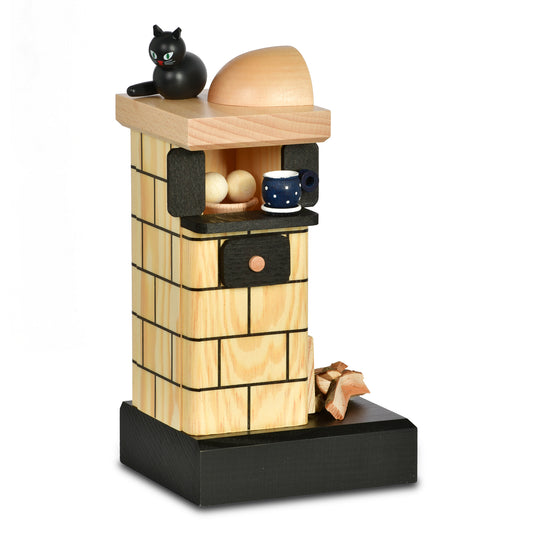 Kachelofen natur mit Holz - rauchend, 21 cm