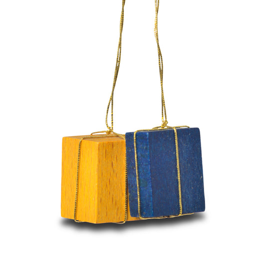 Baumbehang "Pakete", gelb/blau, 3 cm