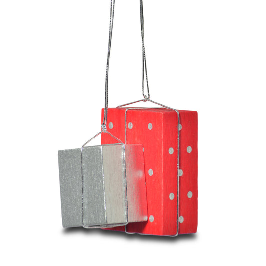 Baumbehang "Pakete", rot/silber, 4 cm