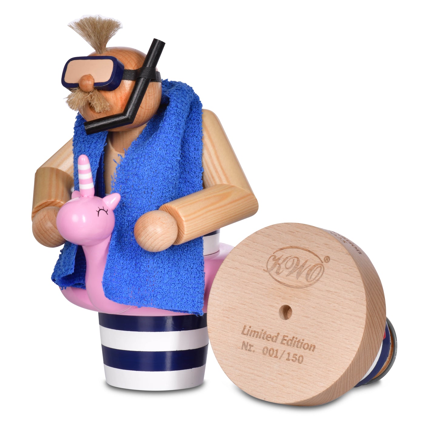 Räuchermann Schwimmer mit Einhorn, 25 cm, limitiert auf 150 Stück